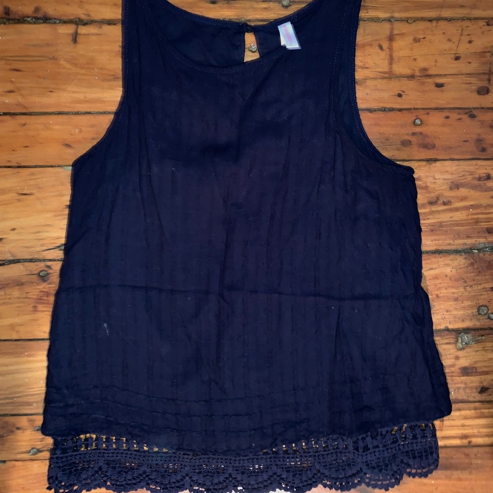 Navy Blue Linen Tank